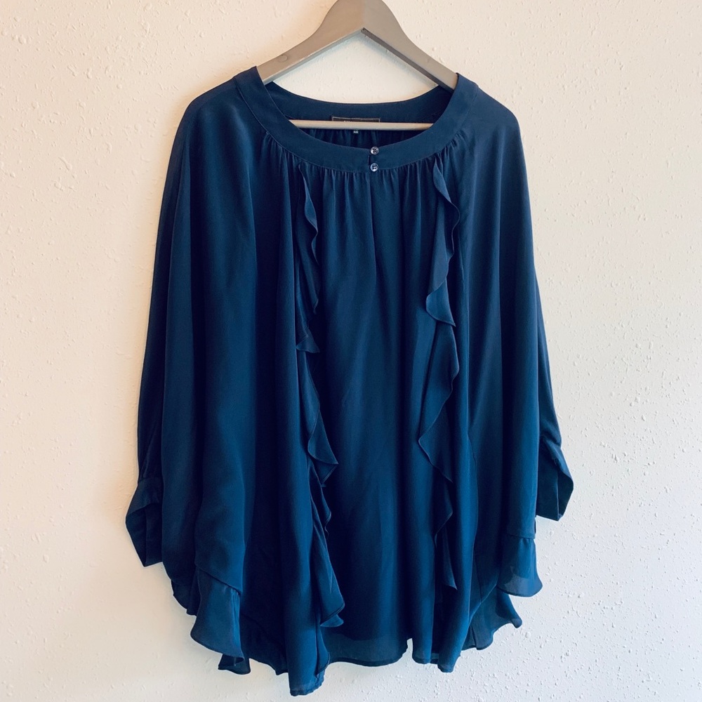 BCBGMaxAzria Oversized Silk Navy Women’s Tunic Blouse OS NWOT